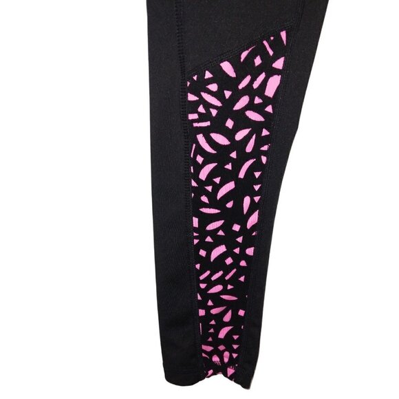 AEROPOSTALE HIGH RISE LEGGINGS BLACK & HOT PINK BLACK CUTOUT ACTIVE PANTS SIZE M - Picture 3 of 5